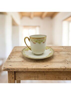 Elite Works Limoges Demitasse Cup And Saucer French Vintage